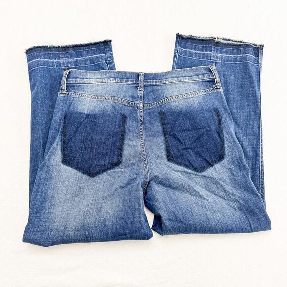 Ella Moss Cropped Wide Leg Faux Back Pocket Denim Jeans Size 28 - Picture 3 of 10